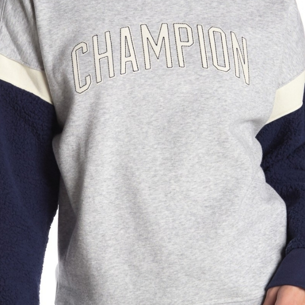 Champion Crew Neck Sweater Faux Shearling